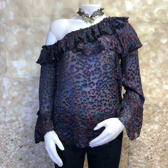 IRO Tops - Women IRO Paris silk, one shoulder raffles blouse